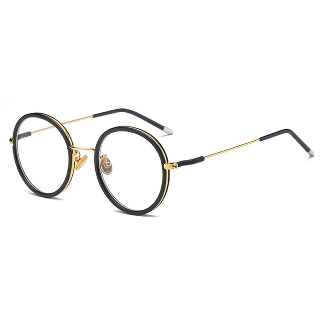 Cheap Mincl/Retro round Blue Light Blocking Glasses metal personality computer glasses UV protection office work optical glasses YXR